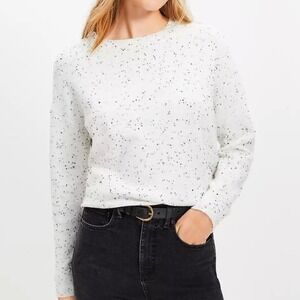 Loft Women Sweater Medium White Colorful Flecks Crewnec‎ Long Sleeve Whimsical